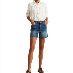 Lauren Ralph Lauren High Rise Frayed Hem Stretch Jean Denim Shorts, Size 2